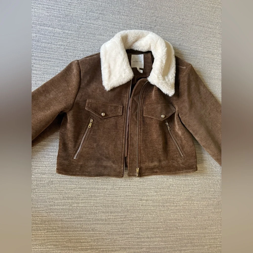 NWT Avec Les Filles Wide Sleeve Brown Corduroy Bomber Jacket  XL - Picture 3 of 5